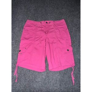 Ron Jon Surf Shop Magenta Pink Cargo Shorts Women Size 14 Cotton Blend Utility